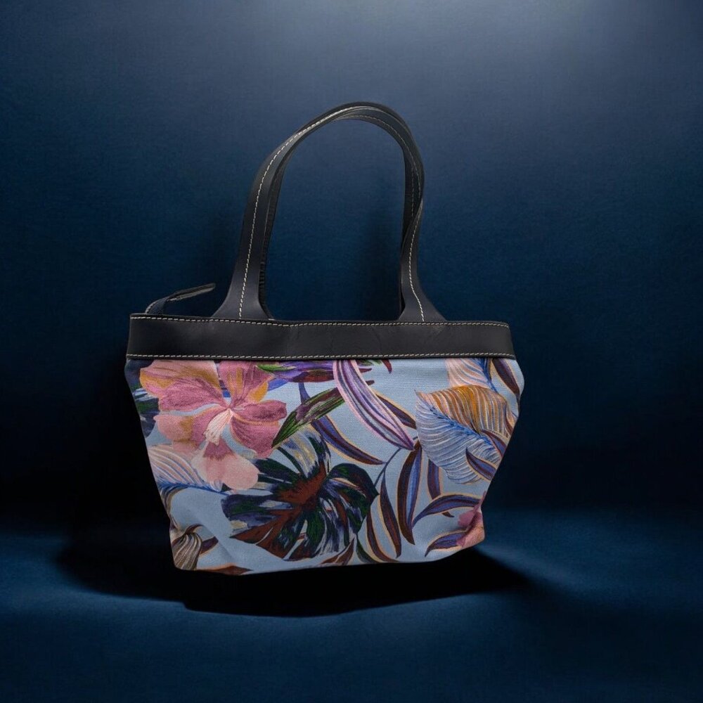 Rani Arabella Blue Tropical Floral Tote Bag - Made In Italy NWOT